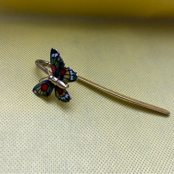 Vintage Enamel Gold Butterfly Bookmarker Pretty enamel butterfly - Picture 1 of 4